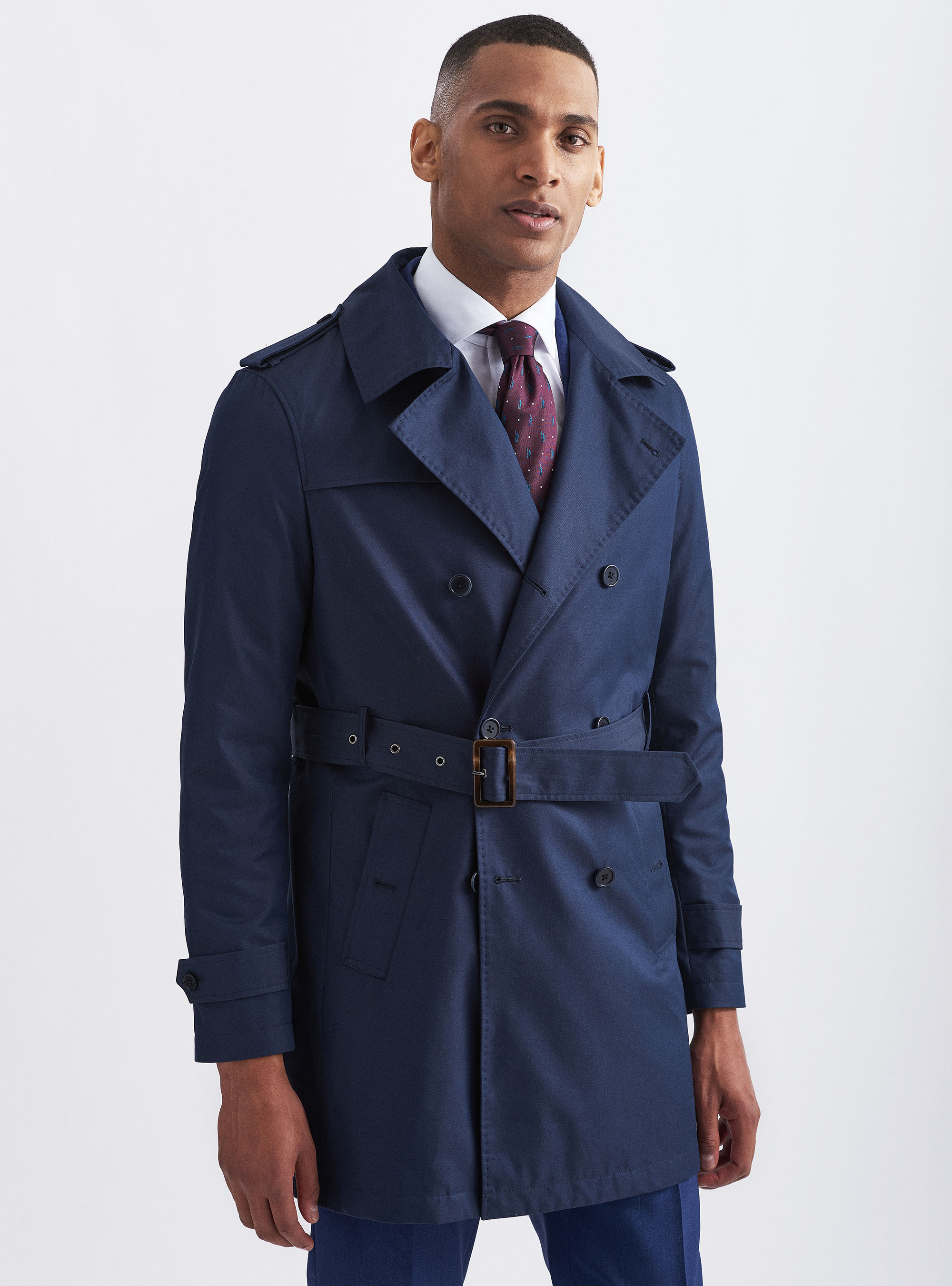 Technical cotton blend double-breasted trench coat | GutteridgeUS |  Raincoats Uomo