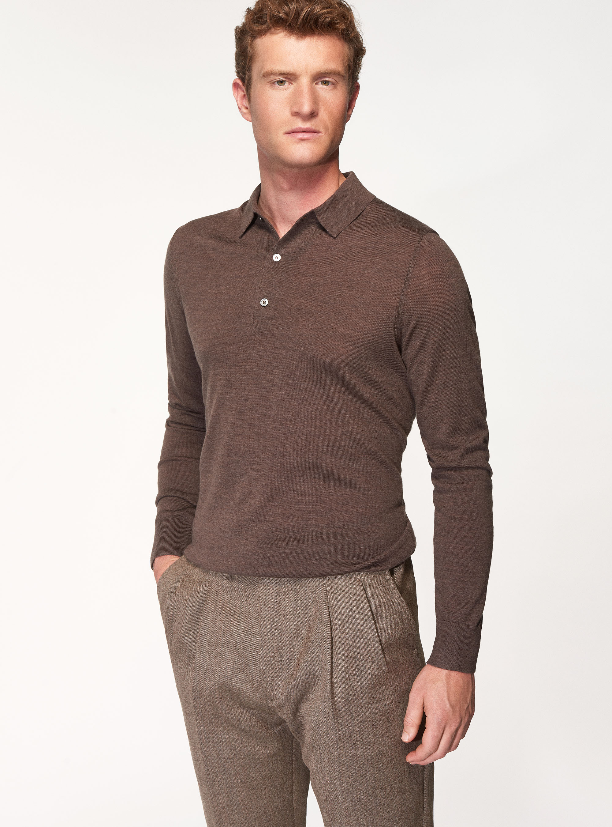 Knitted polo shirt in pure extra-fine merino wool | GutteridgeUK |  catalog-gutteridge-storefront Uomo