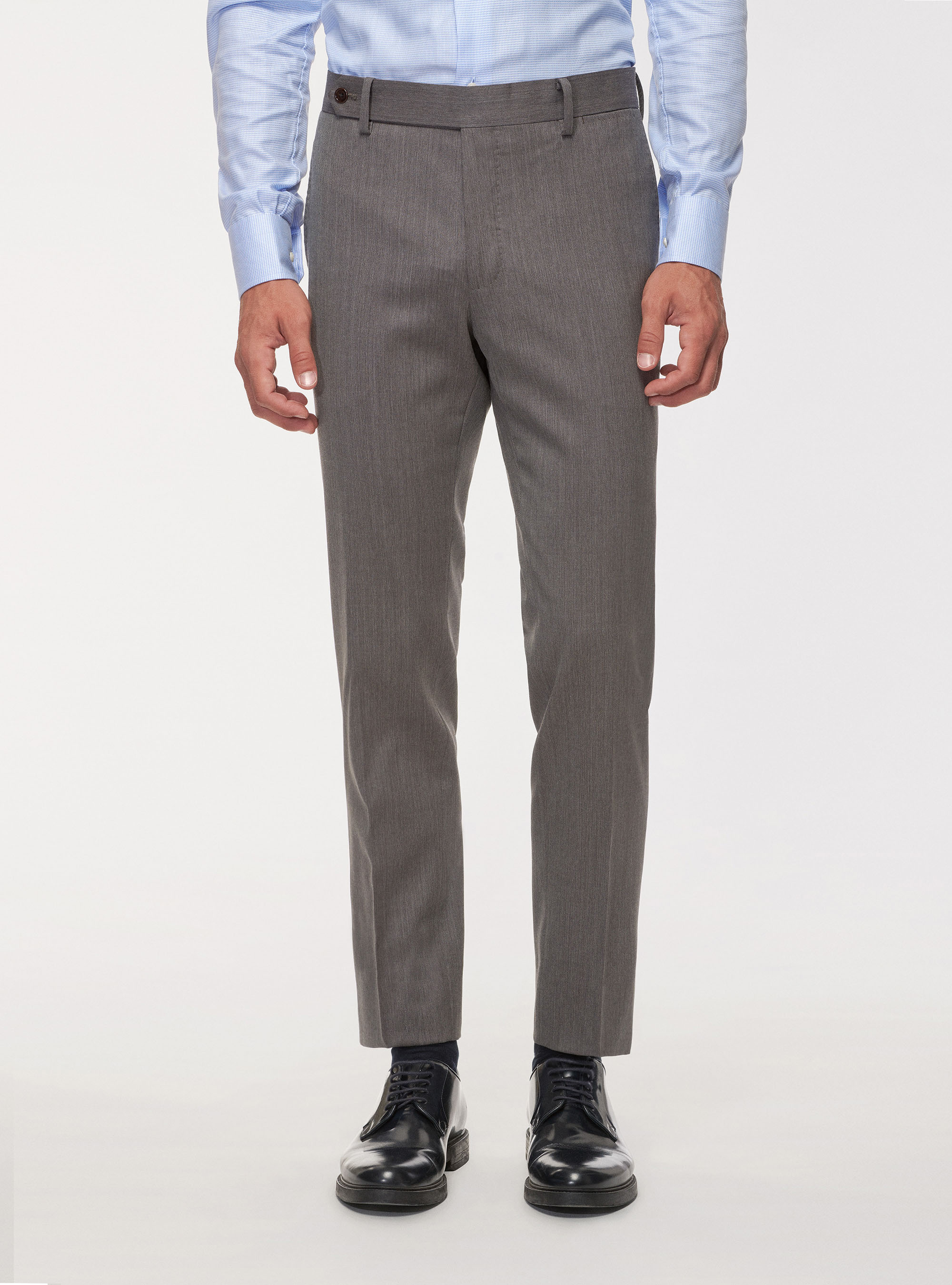 Travel trousers in pure stretch wool, MUD