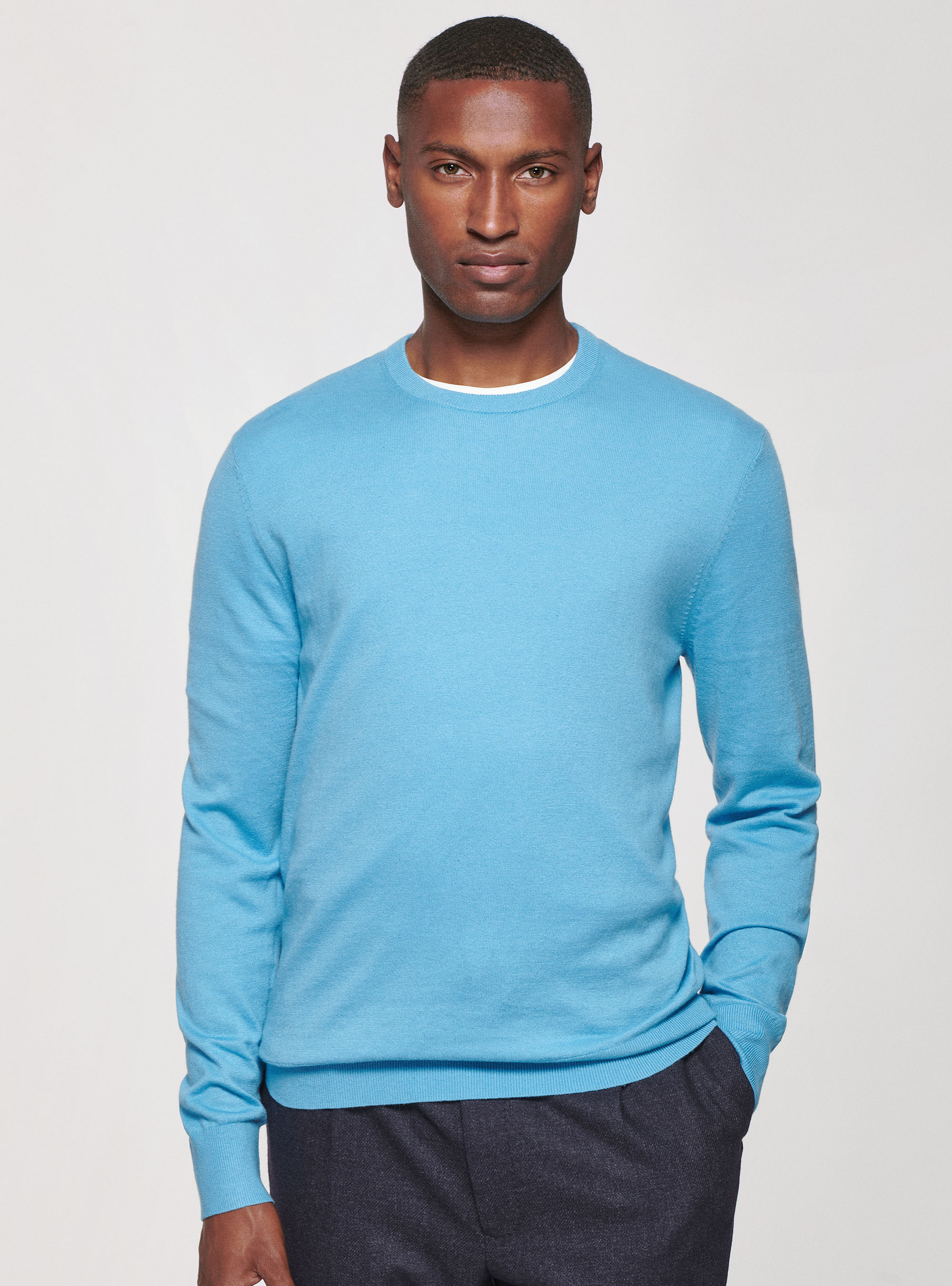 Round-neck sweater in cotton silk and cashmere | GutteridgeUS | Men's  Sweaters