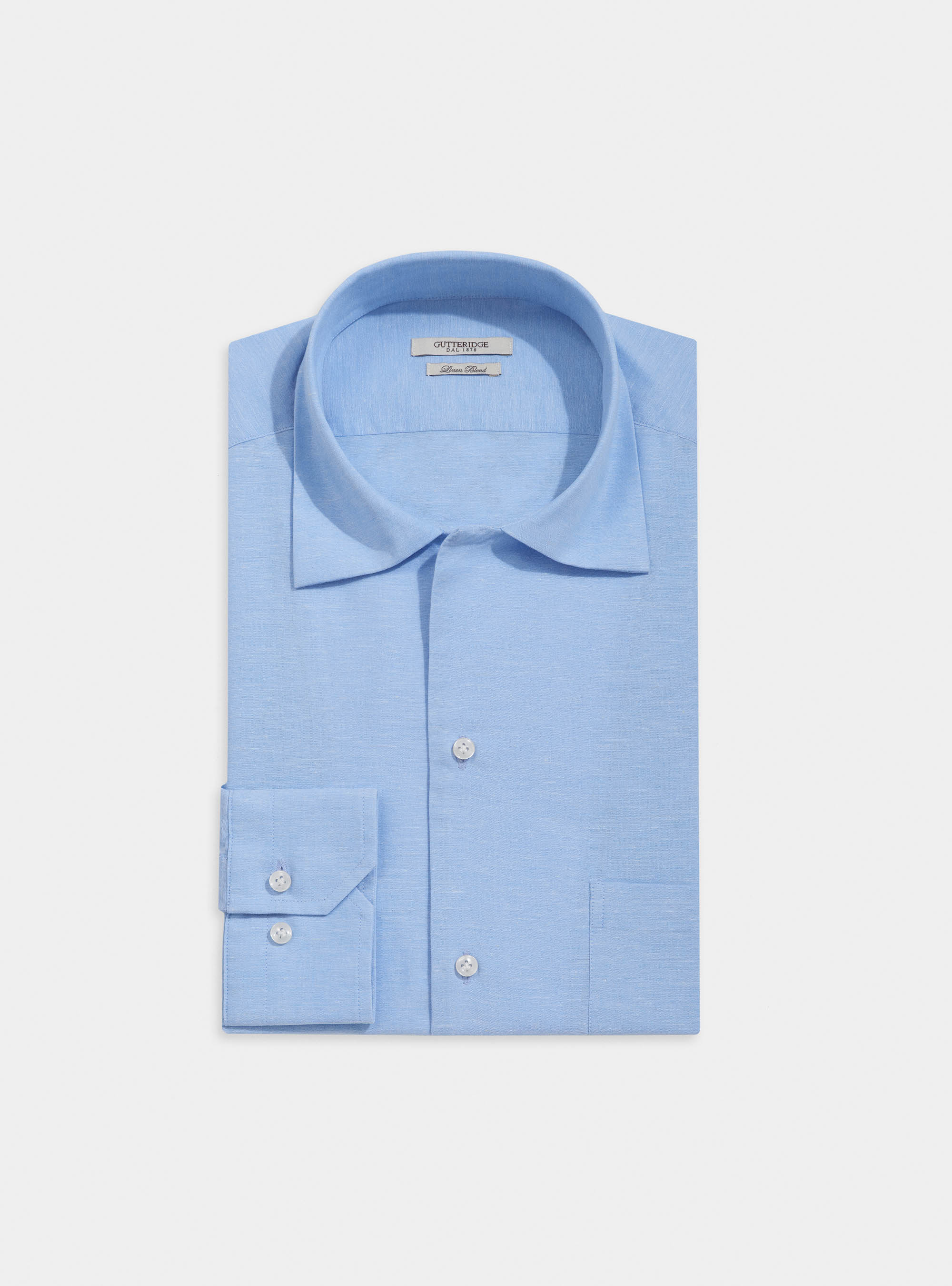 Comfort shirt with bowling collar in cotton and linen