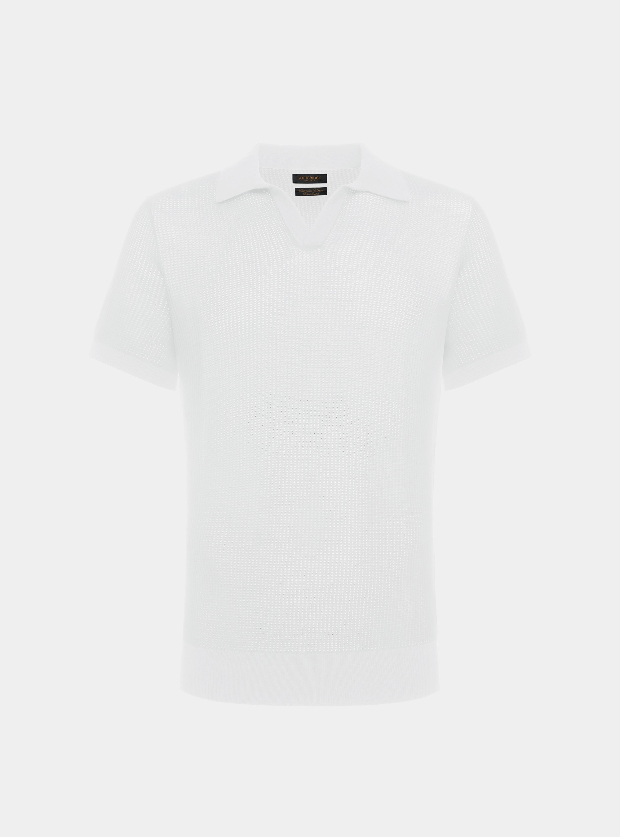 Perforated knit polo shirt