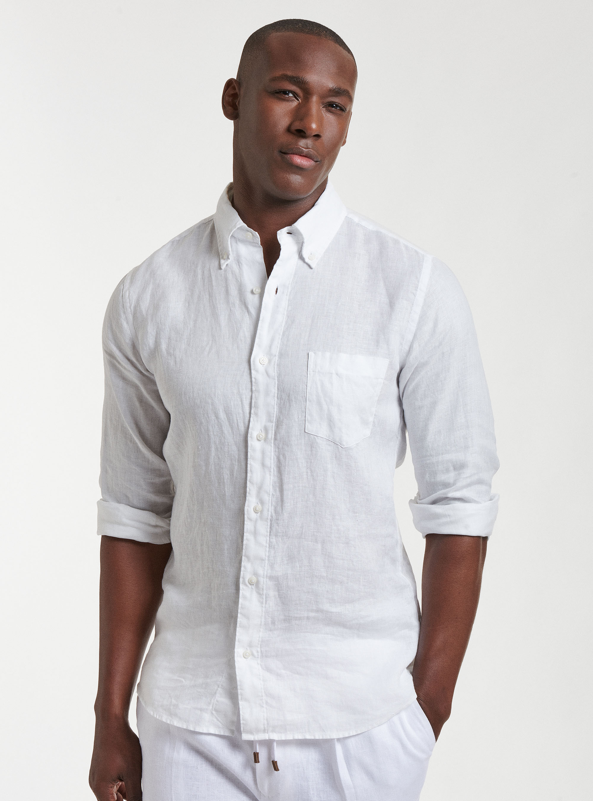 Button-down collar shirt in pure linen | GutteridgeUS |  catalog-gutteridge-storefront Uomo