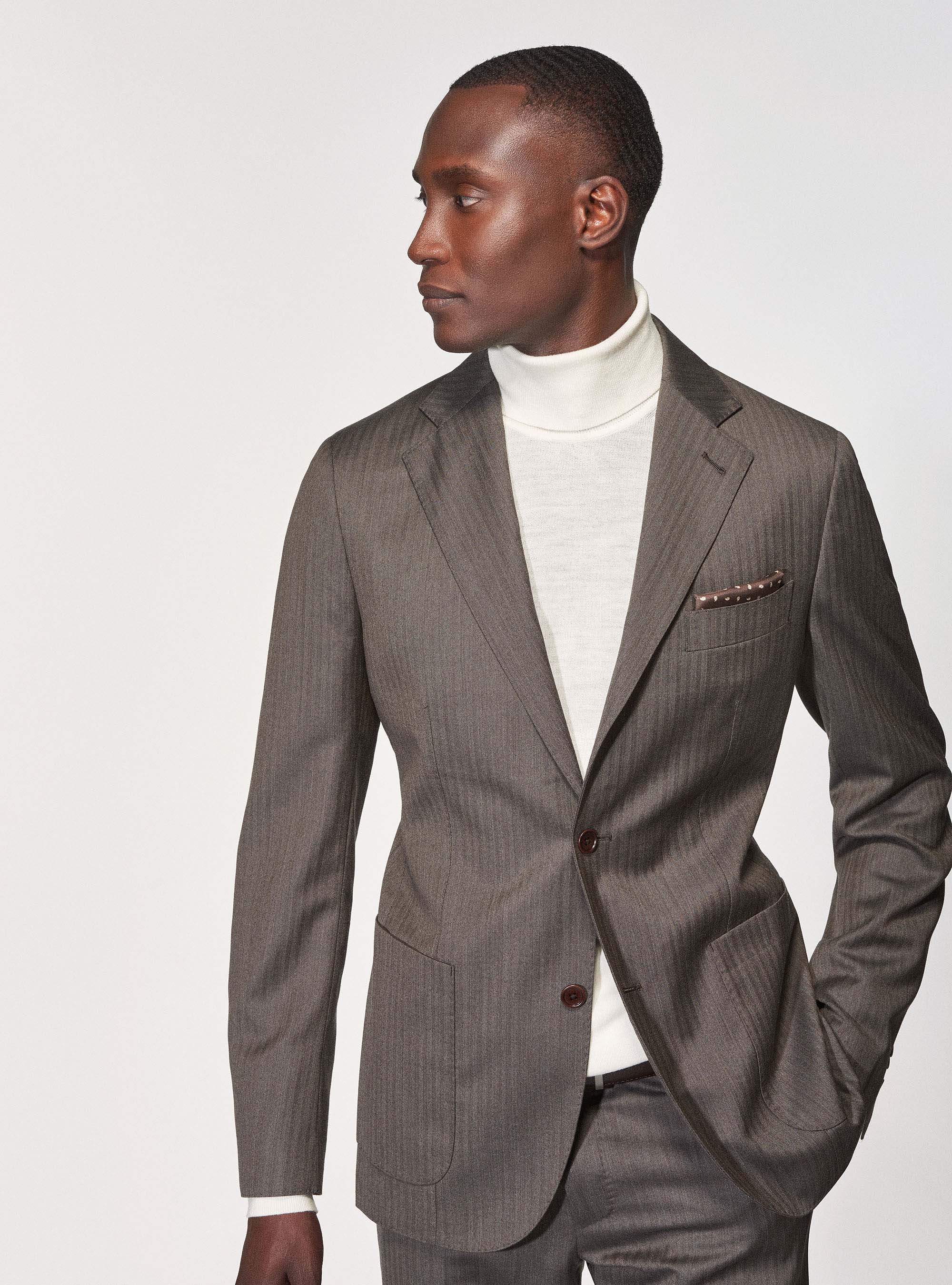 Suit blazer in pure superfine herringbone wool 110's Vitale Barberis  Canonico | GutteridgeUS | catalog-gutteridge-storefront Uomo