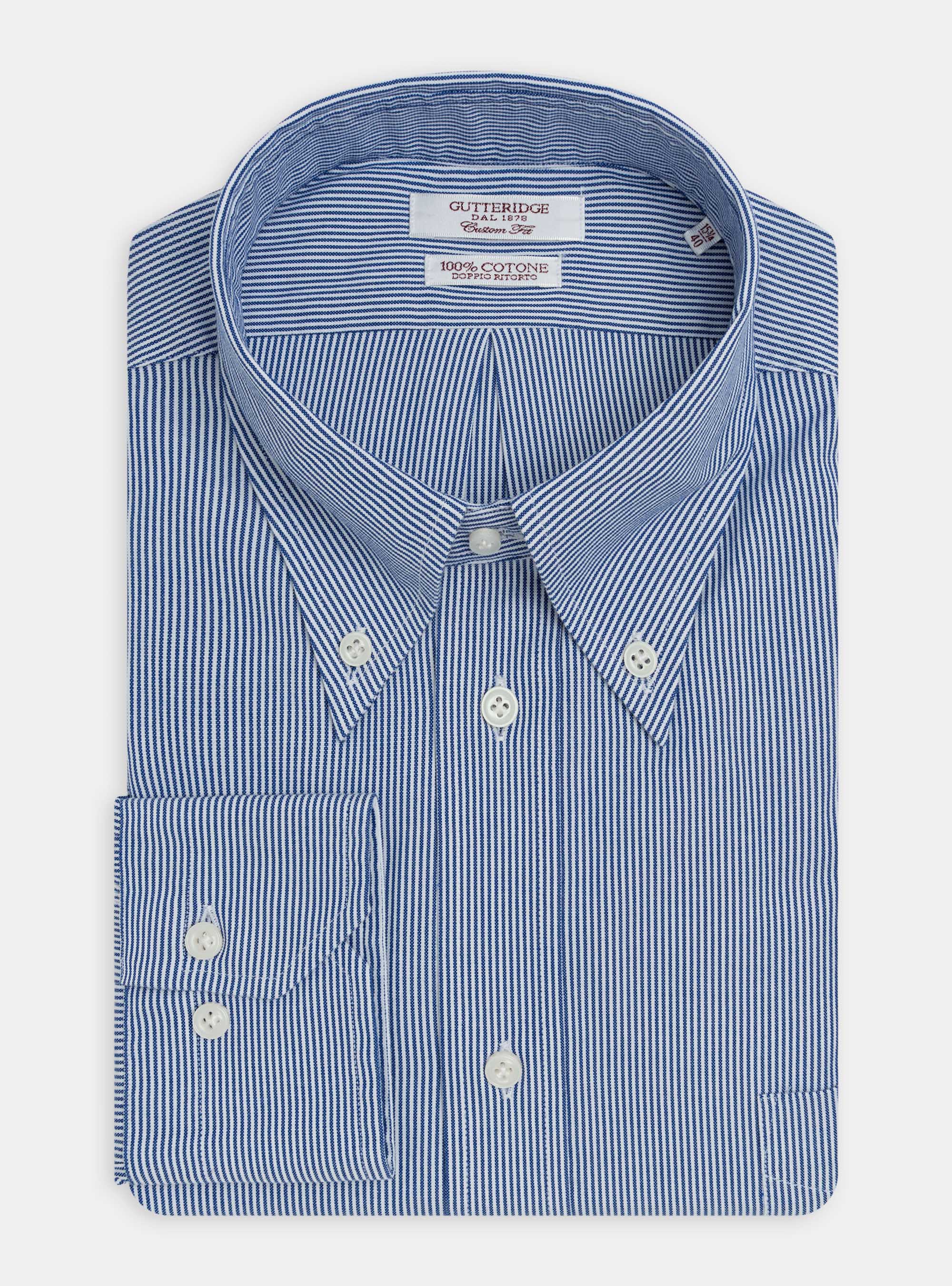 Camicia custom fit con collo button down in oxford di cotone doppio ritorto  | Gutteridge | catalog-gutteridge-storefront Uomo
