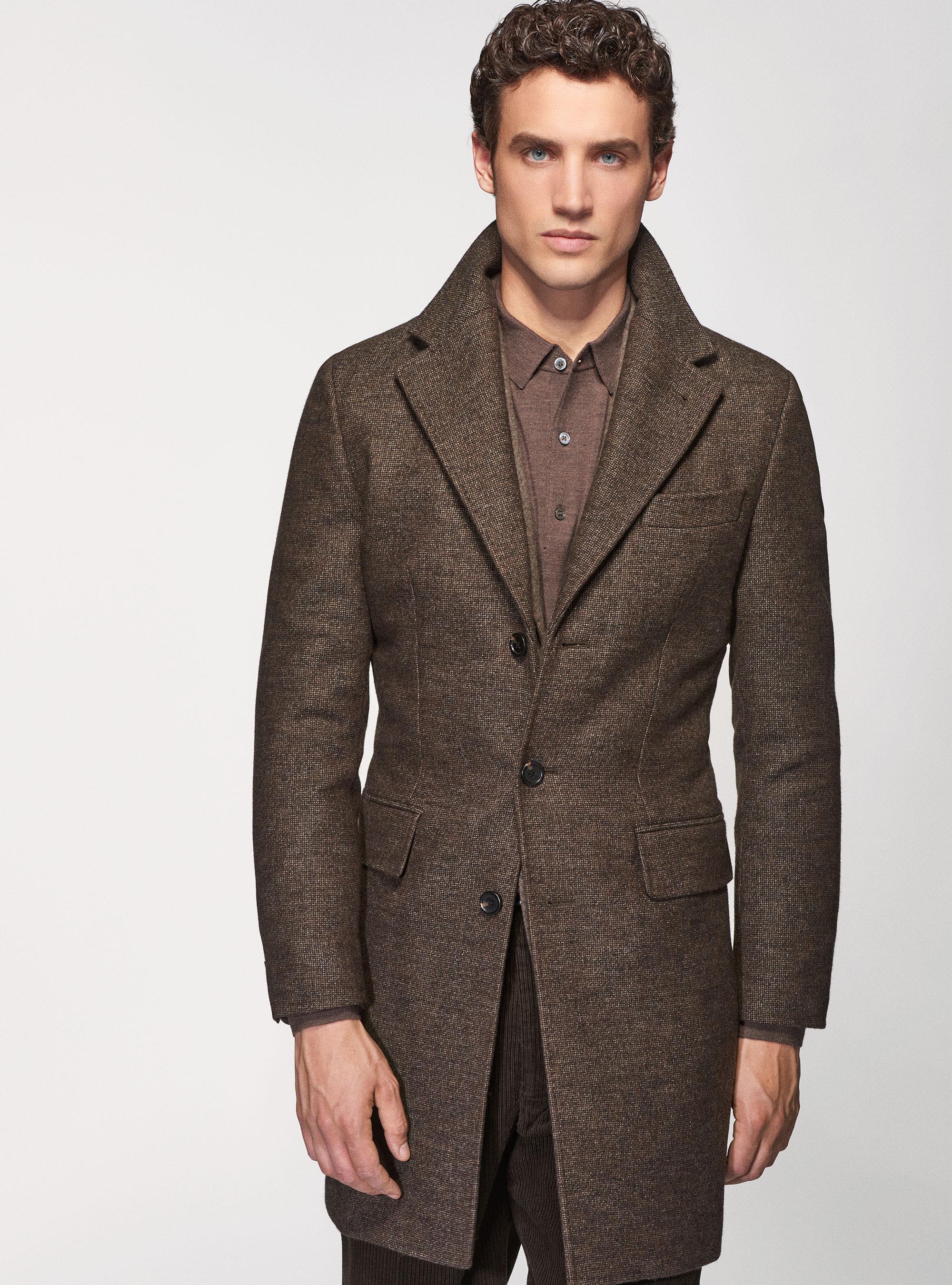 Abrigo de mezcla de lana marrón | GutteridgeEU |  catalog-gutteridge-storefront Uomo