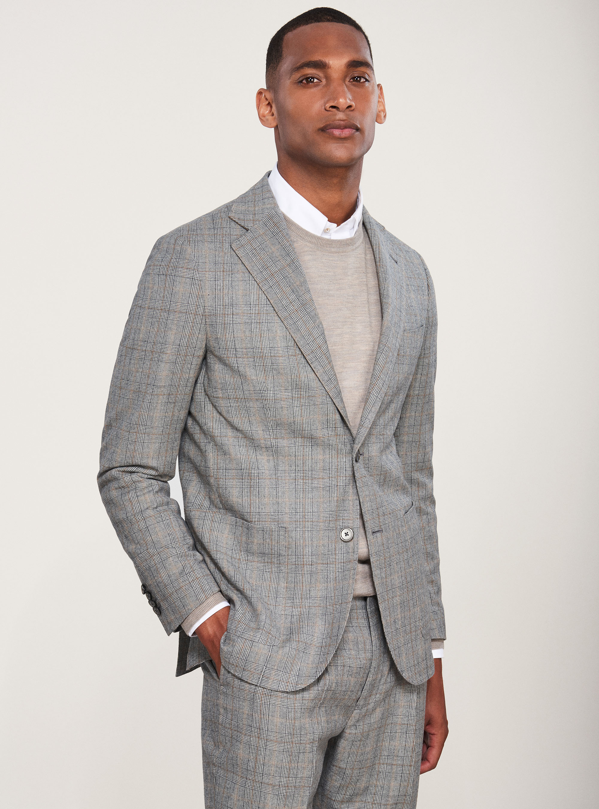 Prince of Wales suit jacket in super 120's wool