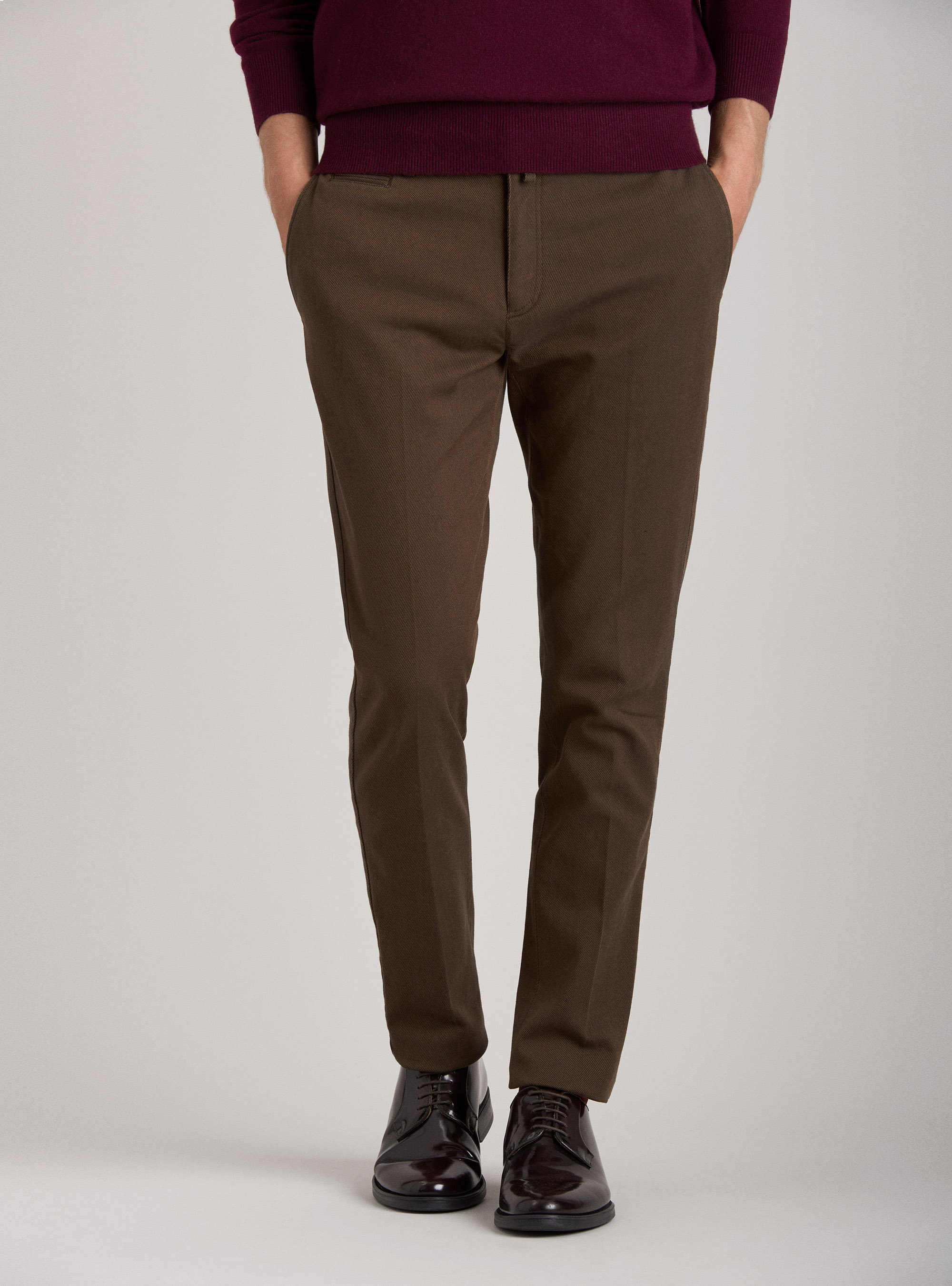 Chino slim fit stretch cotton trousers