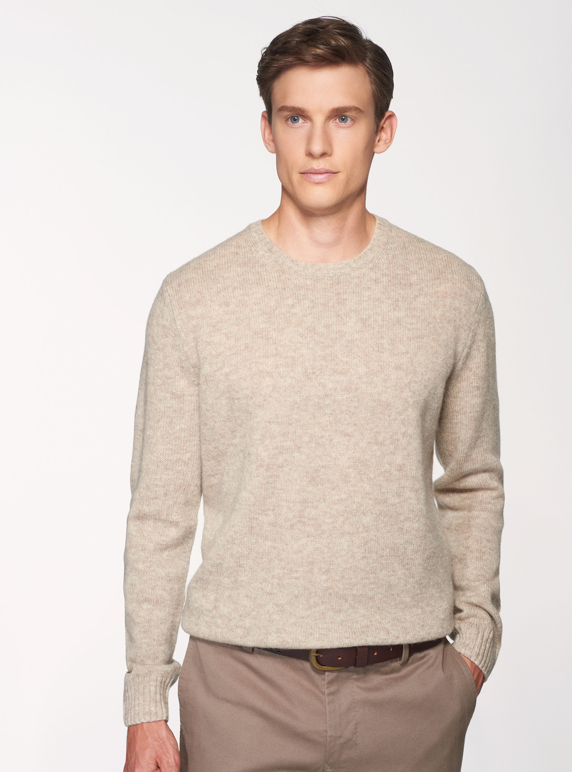 Jersey de cuello redondo de pura lana Shetland | GutteridgeEU | Punto Uomo