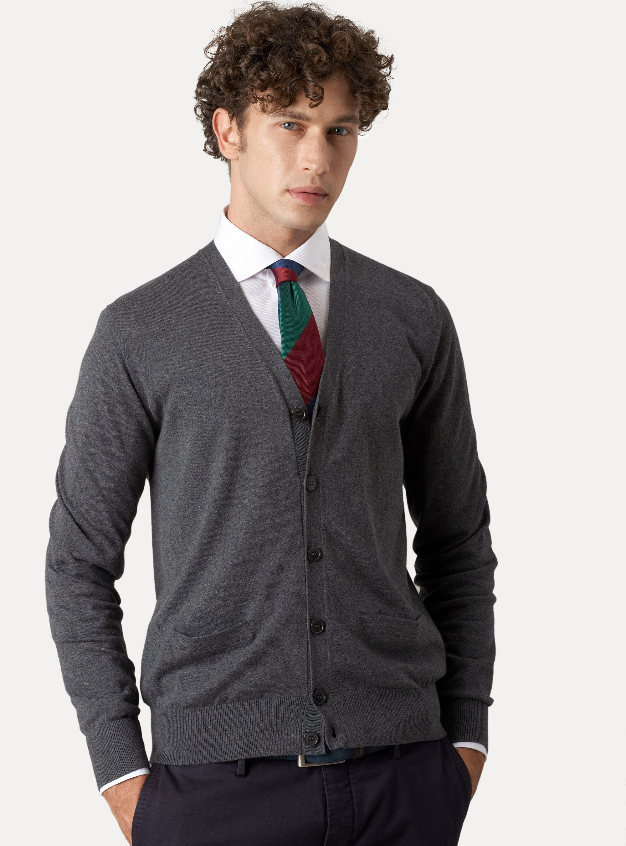 Cardigan in maglia in cotone seta e cashmere