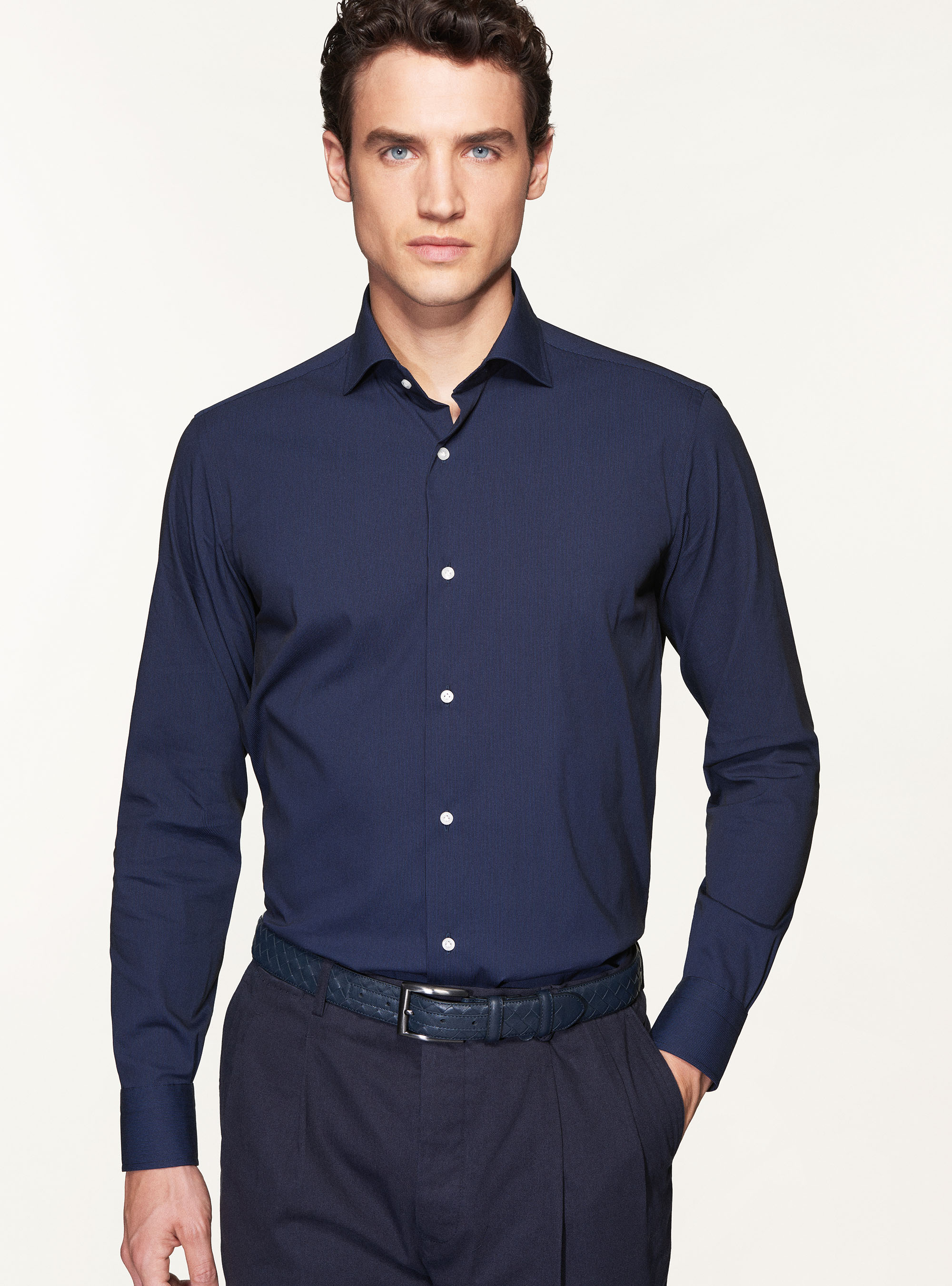 Camicia slim fit in piquest di cotone stretch | Gutteridge | Camicie Uomo