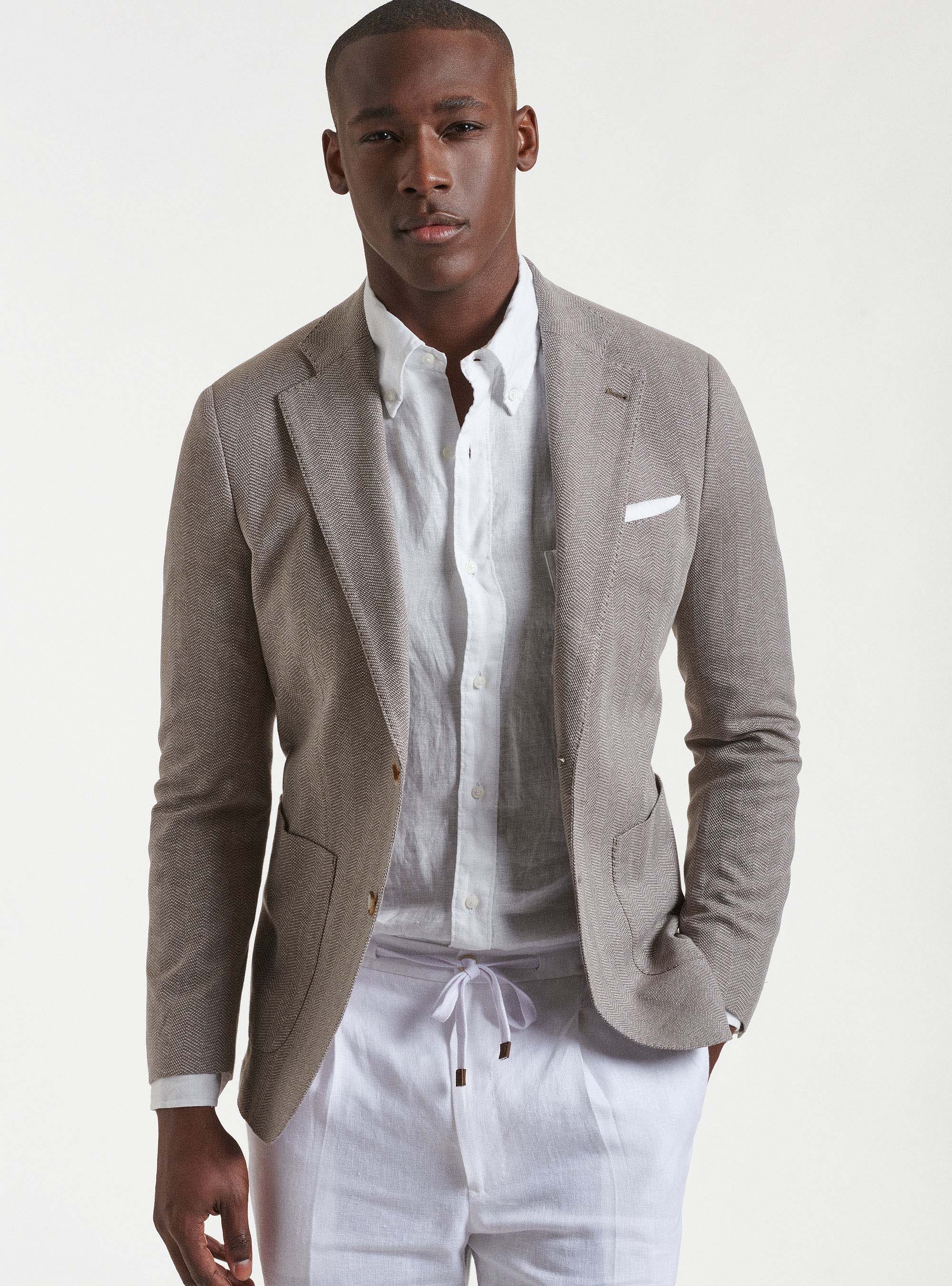 Herringbone blazer in cotton jersey | GutteridgeEU | Blazers Uomo