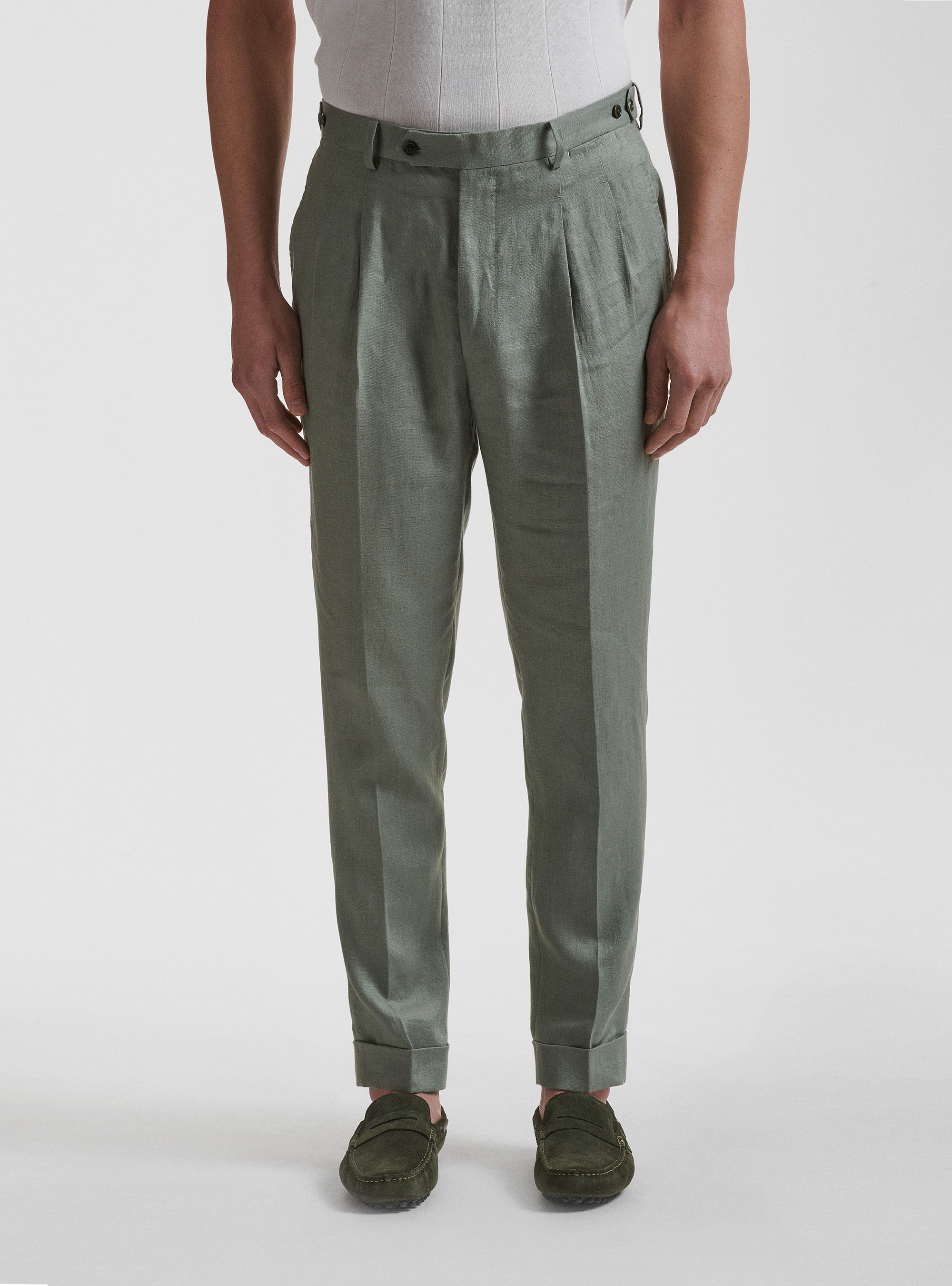 Pure linen double pleat trousers | GutteridgeEU |  catalog-gutteridge-storefront Uomo